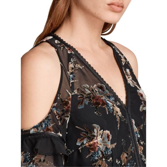 All Saints Black Floral Mini Dress - Picture 4 of 12